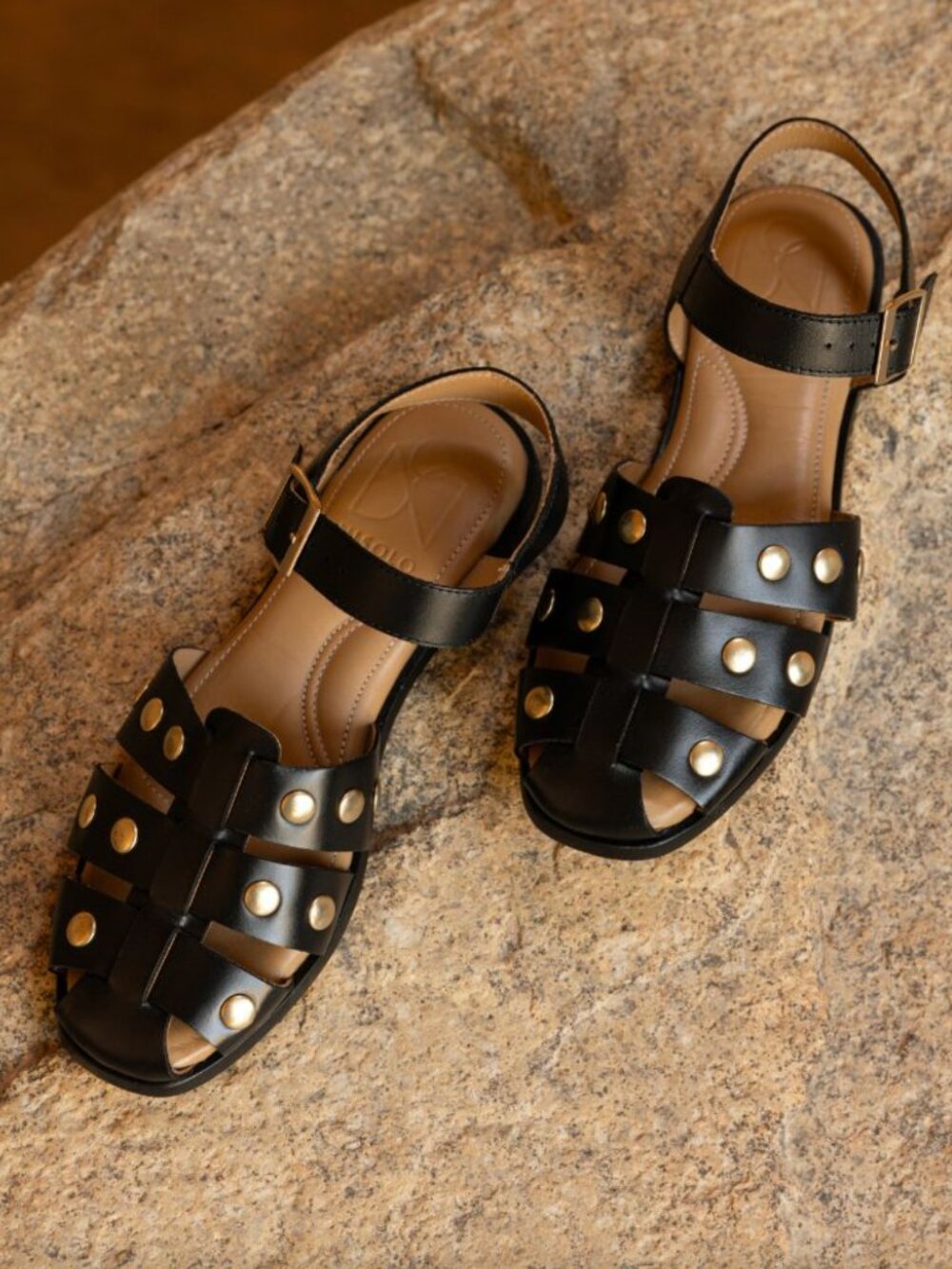 Nisolo Mira Studded Fisherman Sandal Black